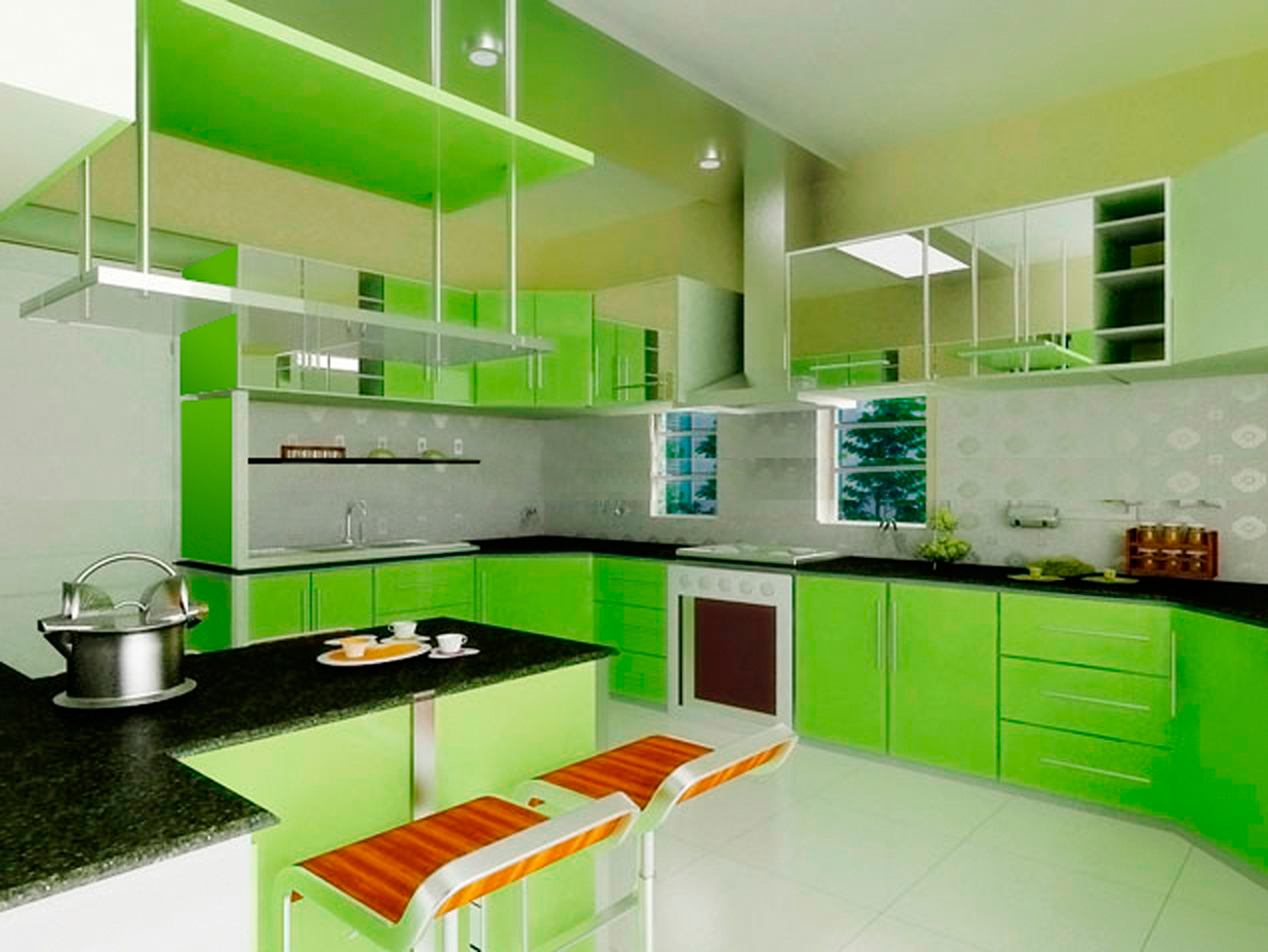 lime green kitchen wallpaper
