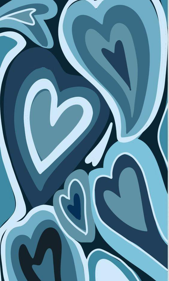 Blue Aesthetic Heart Wallpaper For iPhone Herz Hintergrund