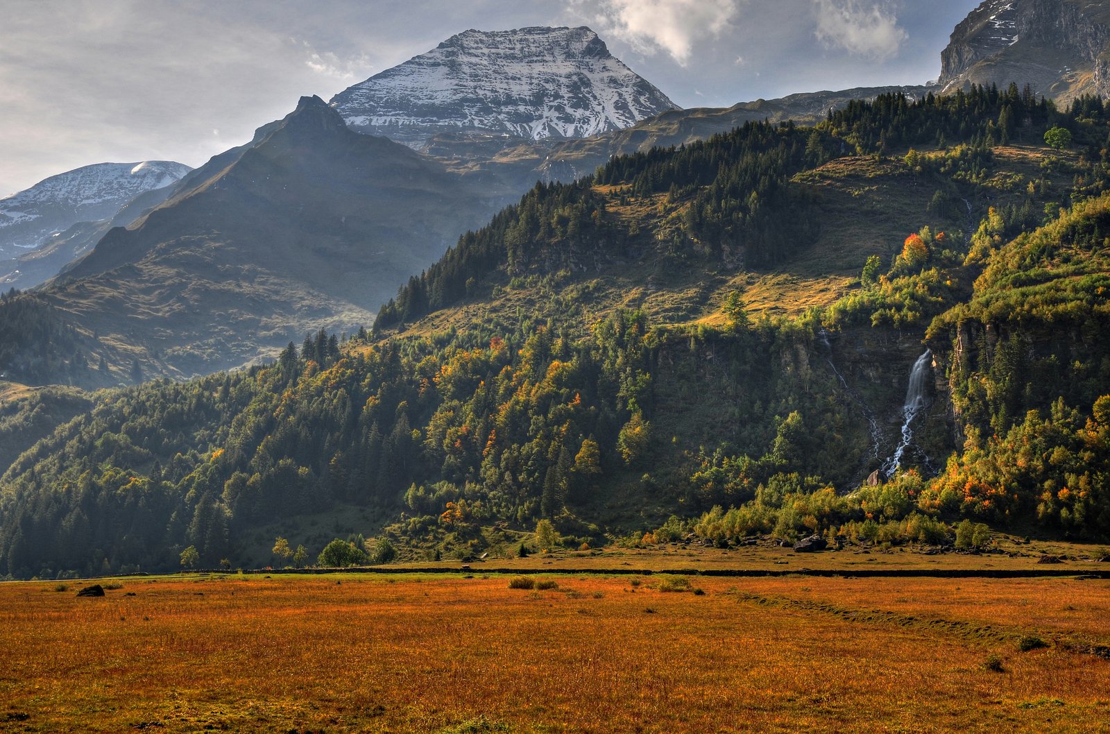 Mountain Background With Waterfall By Burtn