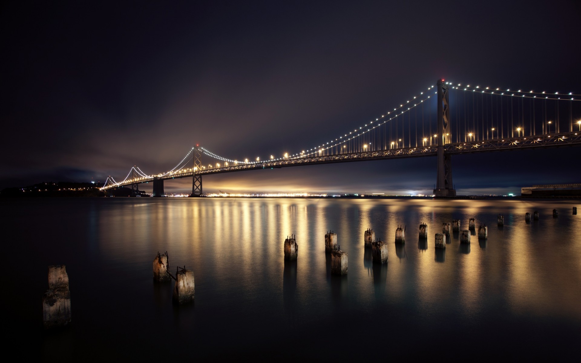 Night Bridges San Francisco City Lights Long Exposure