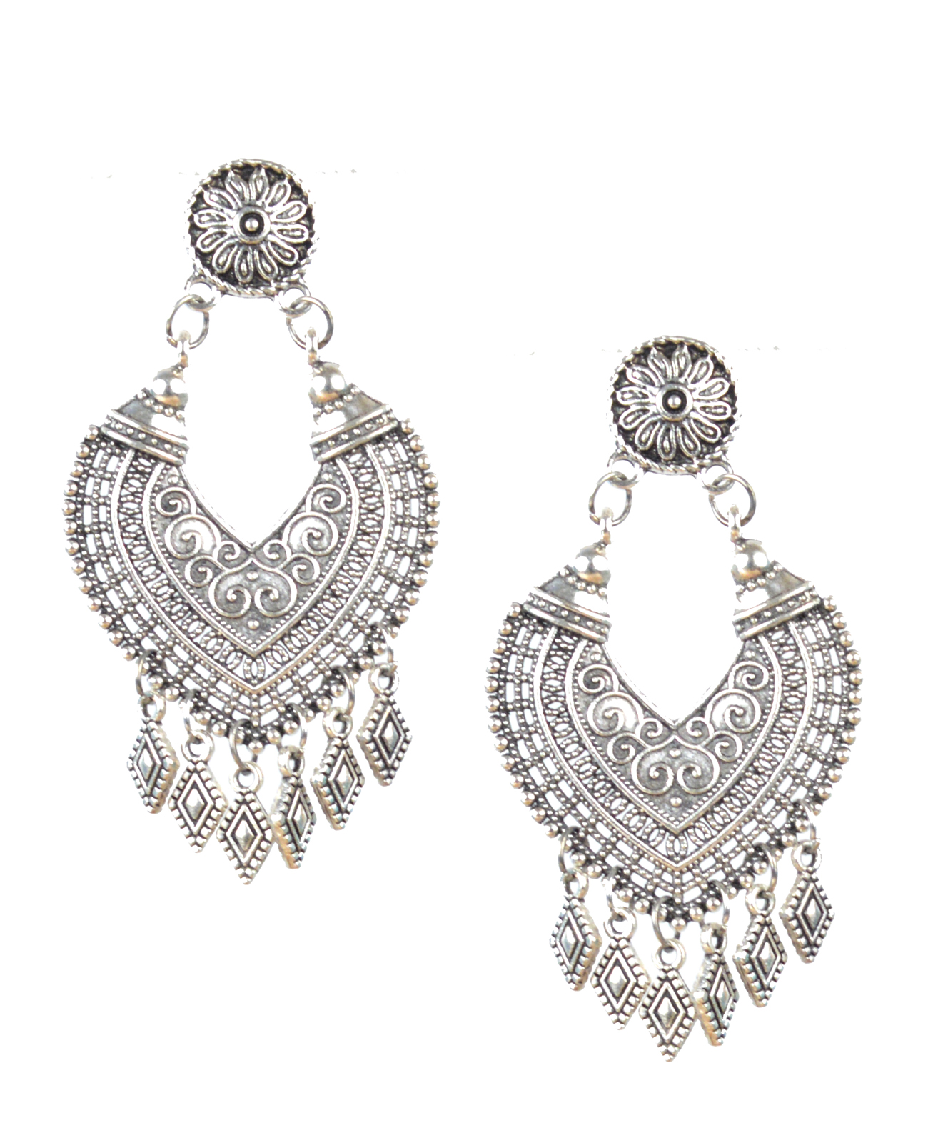 Womens Oxidised Silver Fashion Earrings Design Nisuj