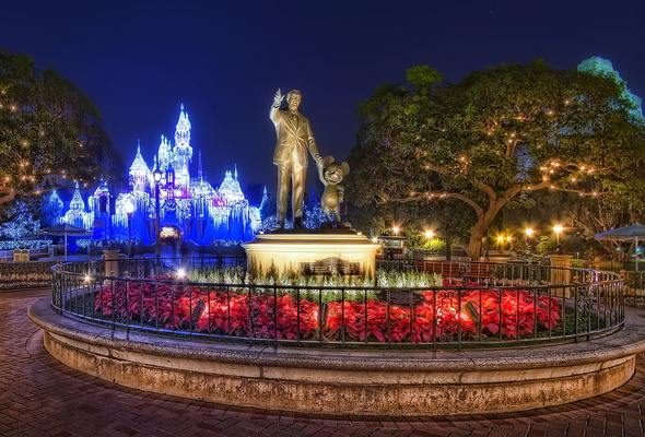 Wallpaper Christmas New Year Monument HDr Night Mickey Mouse