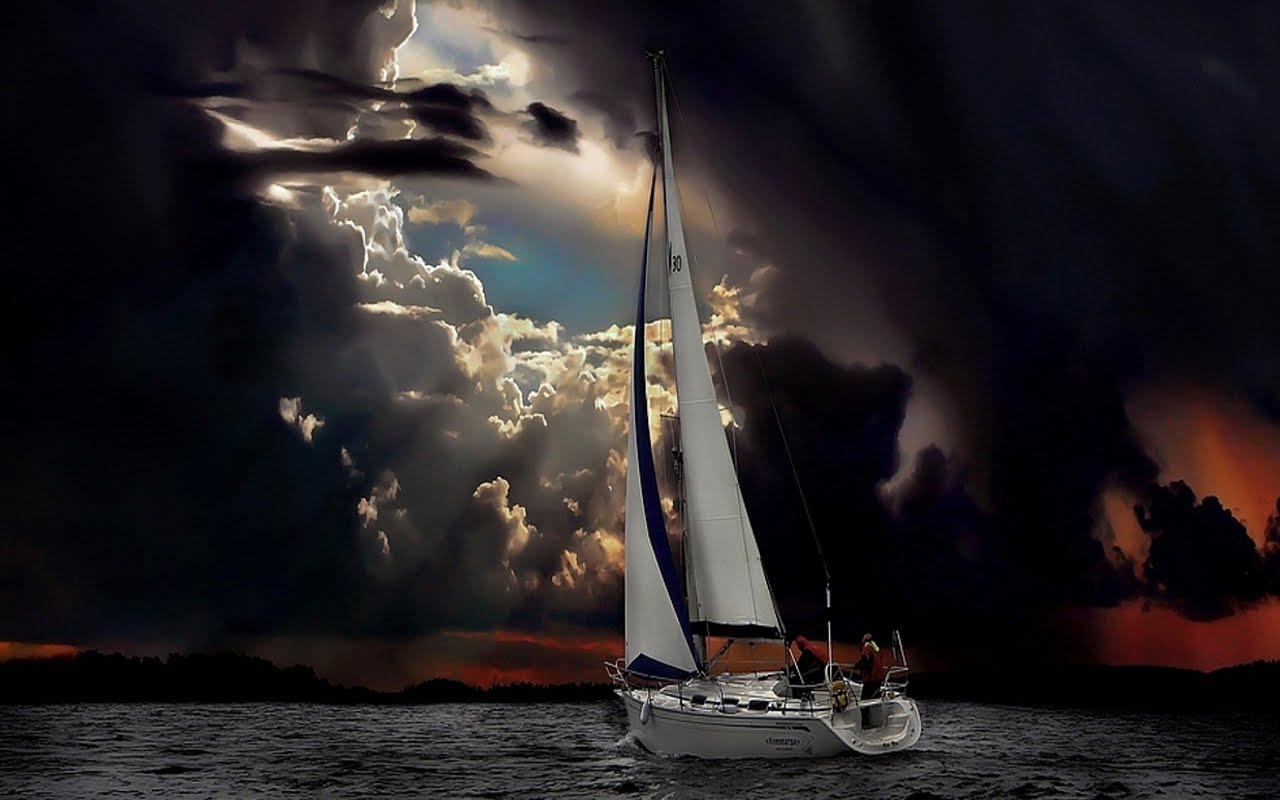 Sailing At Night HD Desktop Wallpaper