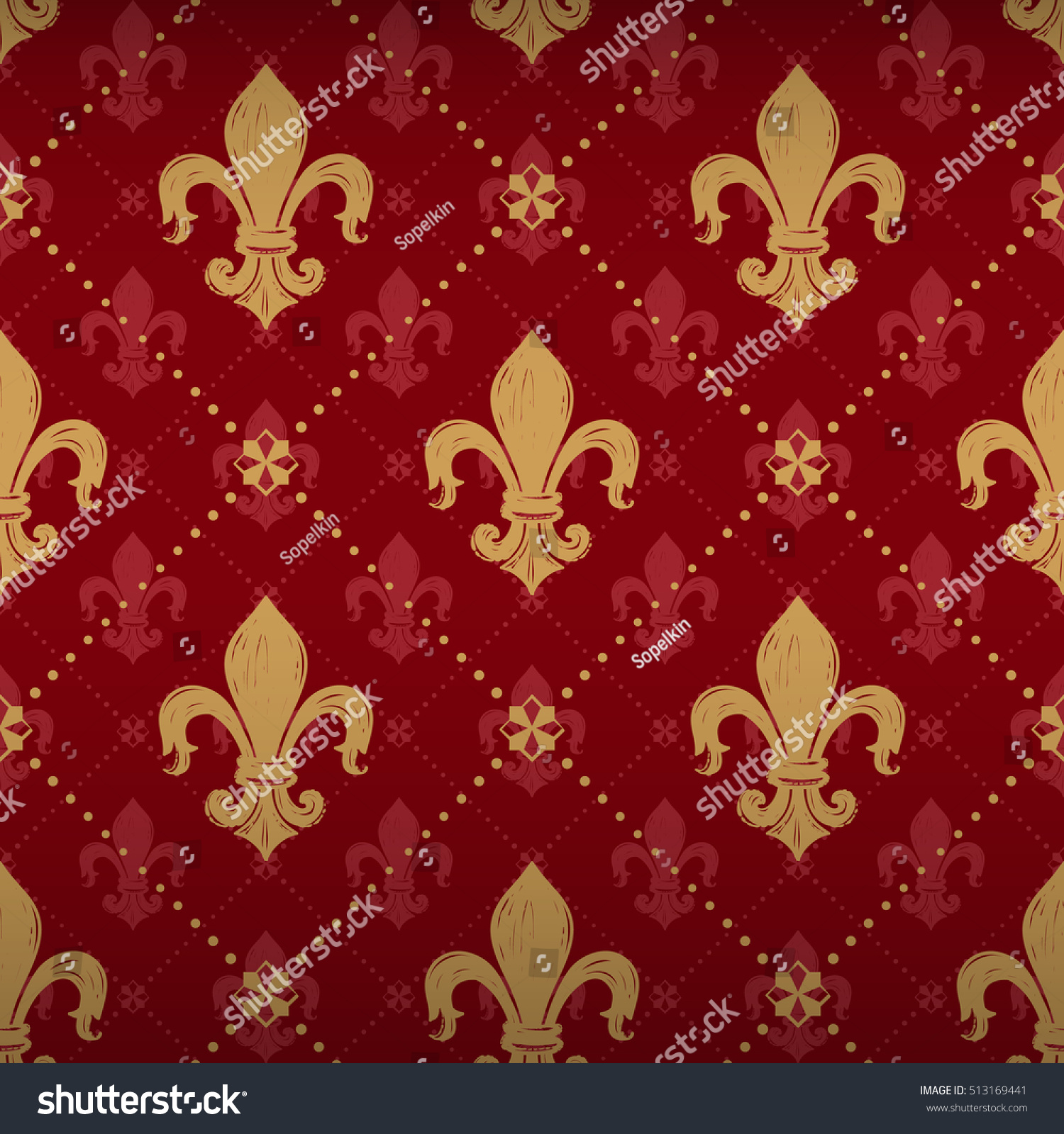 Expensive Kingly Seamless Pattern Gold Lily Stock Vector Royalty