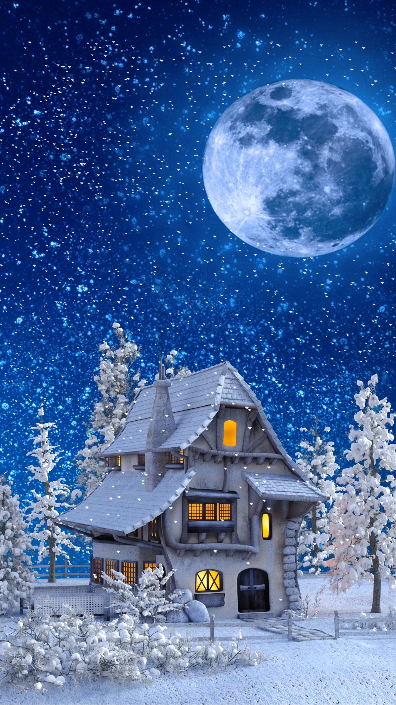 Moon And Snow Wallpaper On
