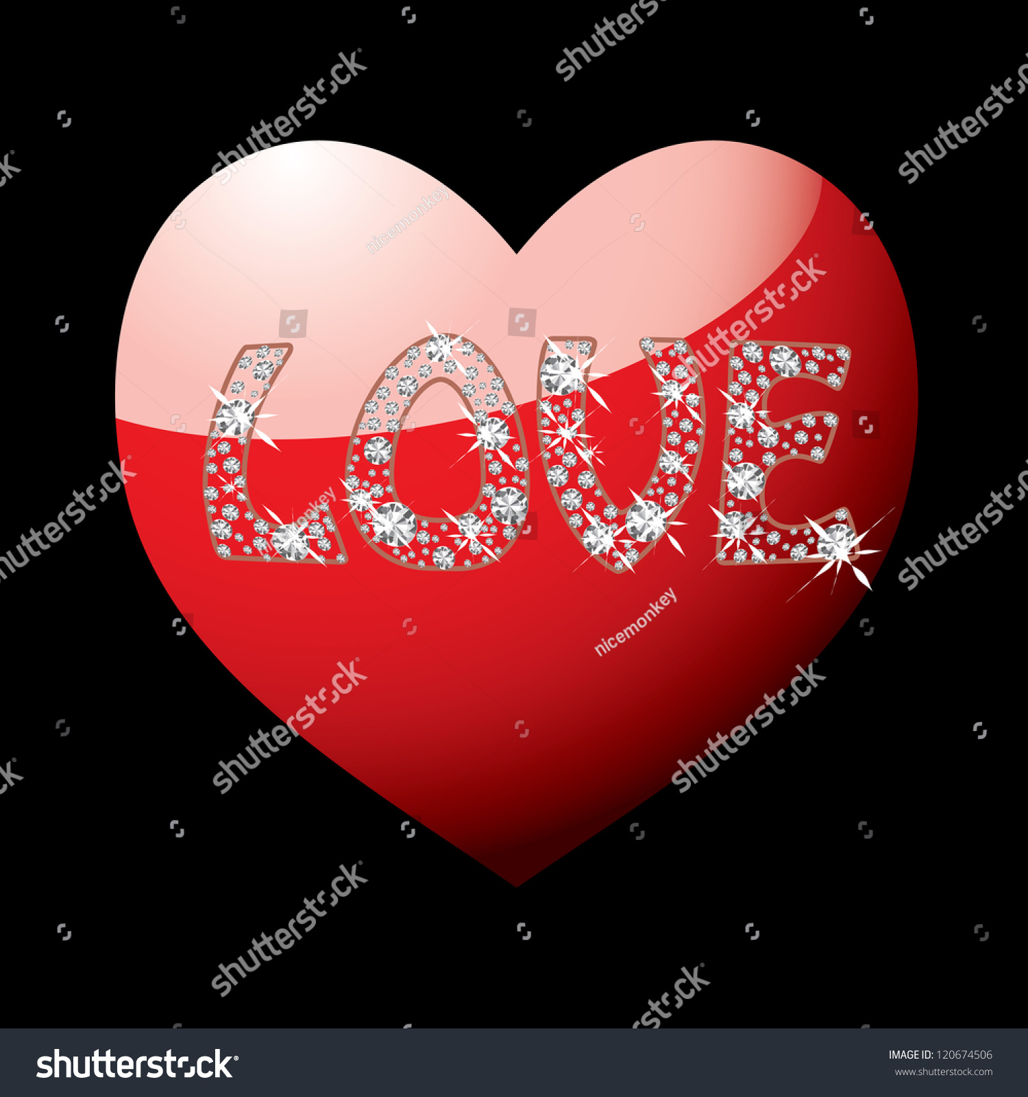 Red Love Heart Word Spelt Out Stock Illustration