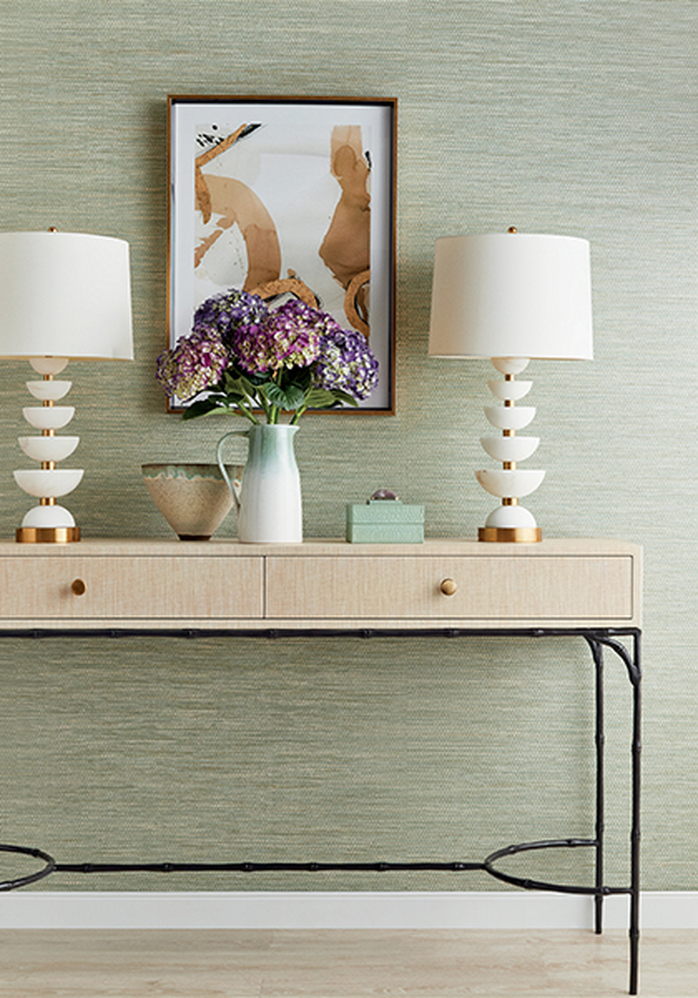 Textured Weave Grasscloth Wallpaper In Sage Thibaut Cape May