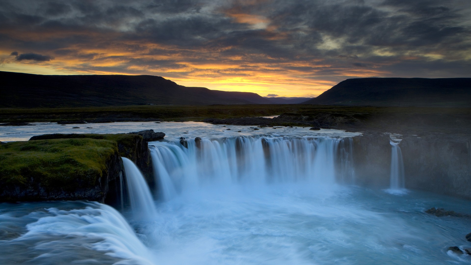 Iceland Dusk Wallpaper Waterfalls
