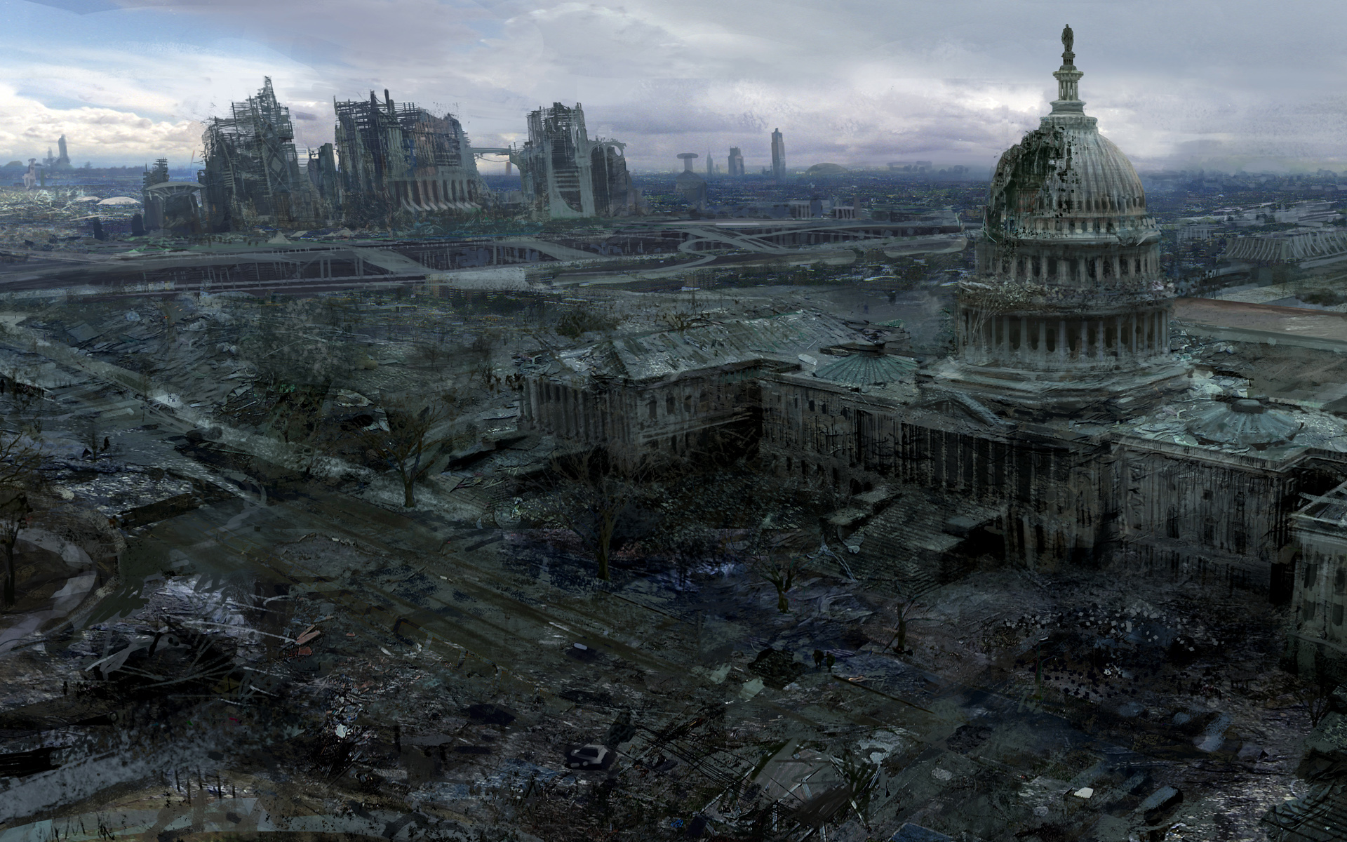 Games Ruins Post Apocalyptic Artwork Fallout HD Wallpaper Of