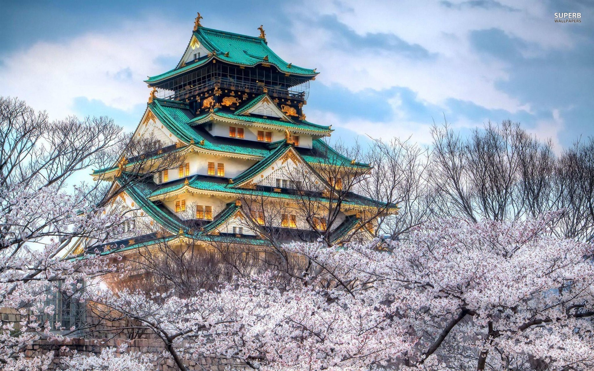 Burg Osaka Japan Hintergrundbilder Frei Fotos