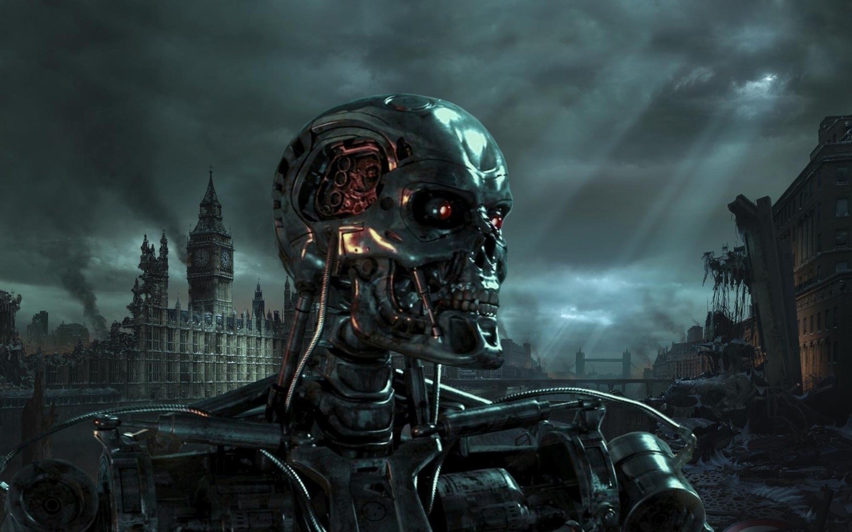 Skulls Terminator Fantasy Art Wallpaper HD
