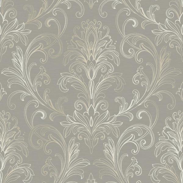 Gray and Silver Linear Damask Wallpaper D Marie Interiors