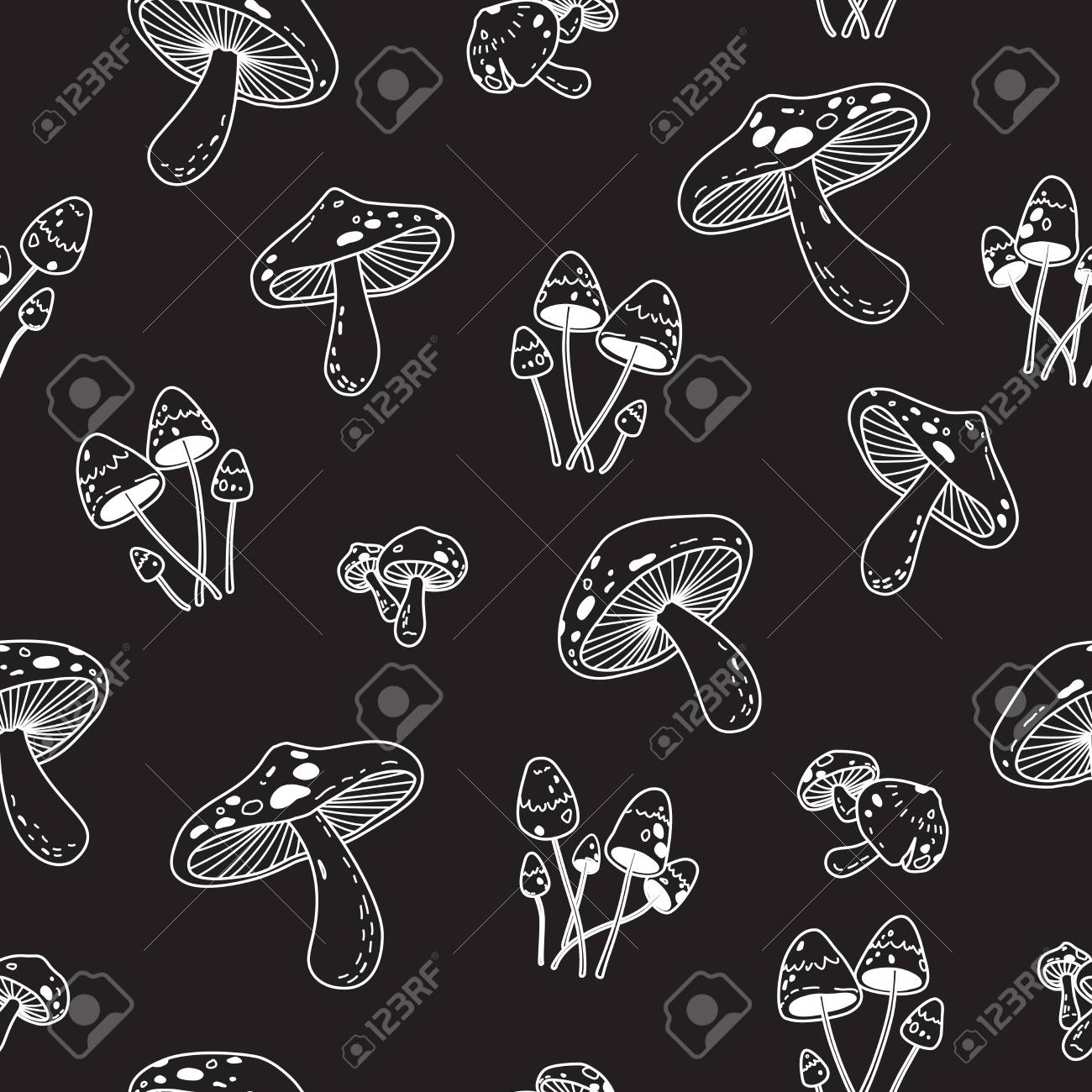 Seamless Pattern Mushroom Vector Doodle Wallpaper Background