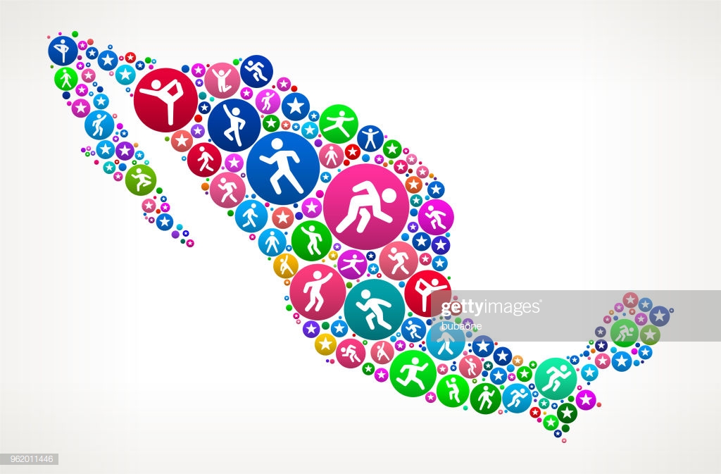 Mexica People Motion Fitness Icon Background Stock Illustration