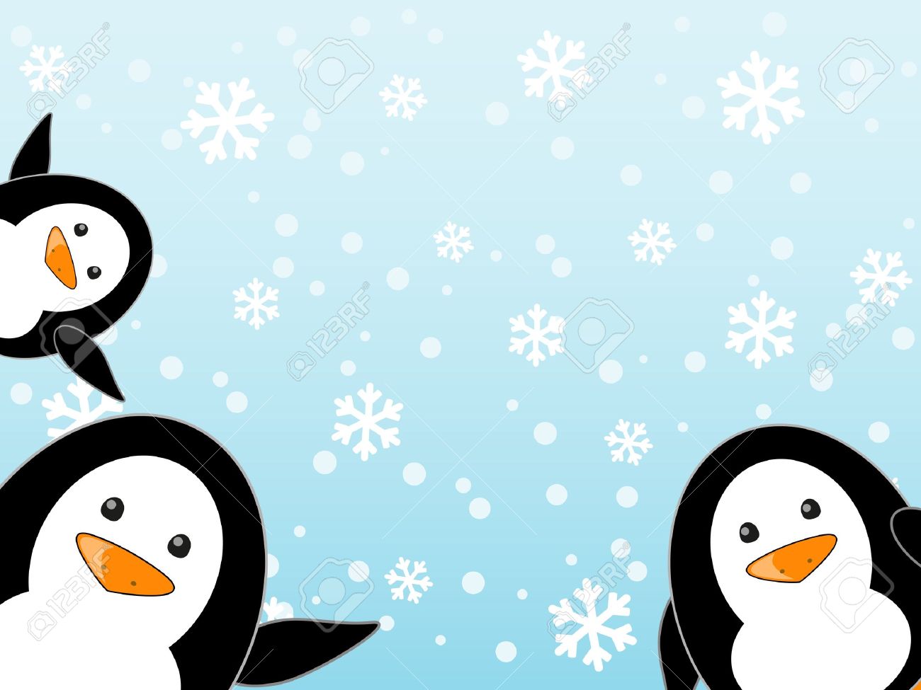 Penguin Family On Winter Background Royalty Free Cliparts Vectors