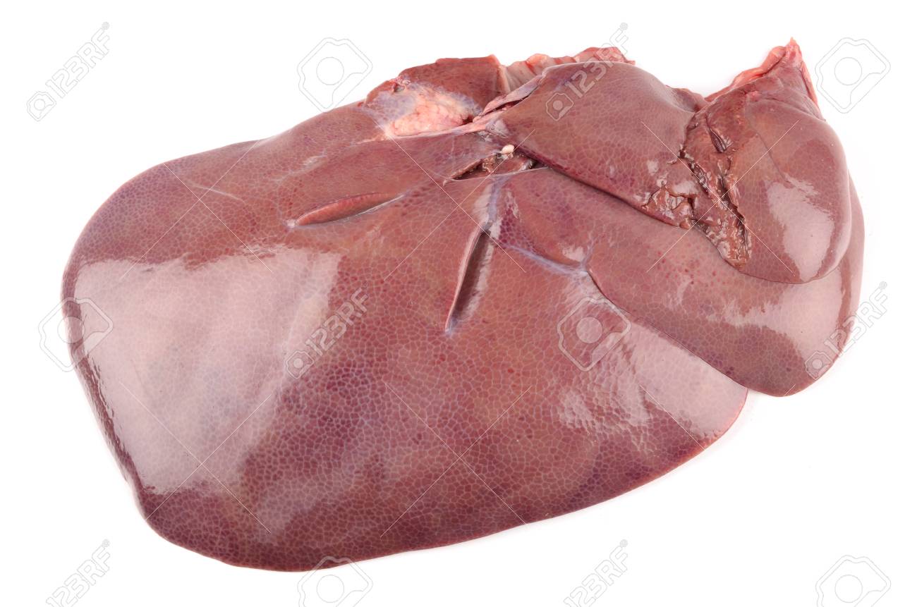Fresh Pork Liver Isolated On White Background Stock Photo Picture