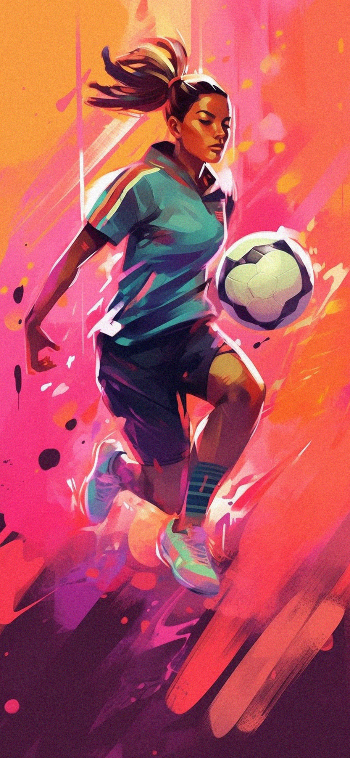 Girl Soccer Player Art Wallpaper