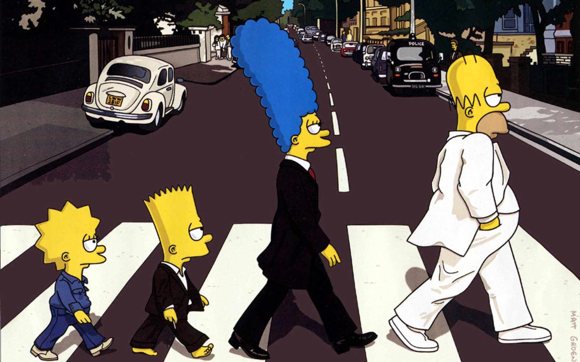 Abbey Road The Simpsons Beatles Wallpaper