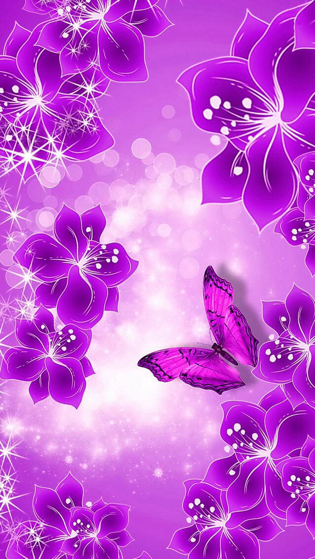 iPhone Wallpaper Purple Butterflies Background