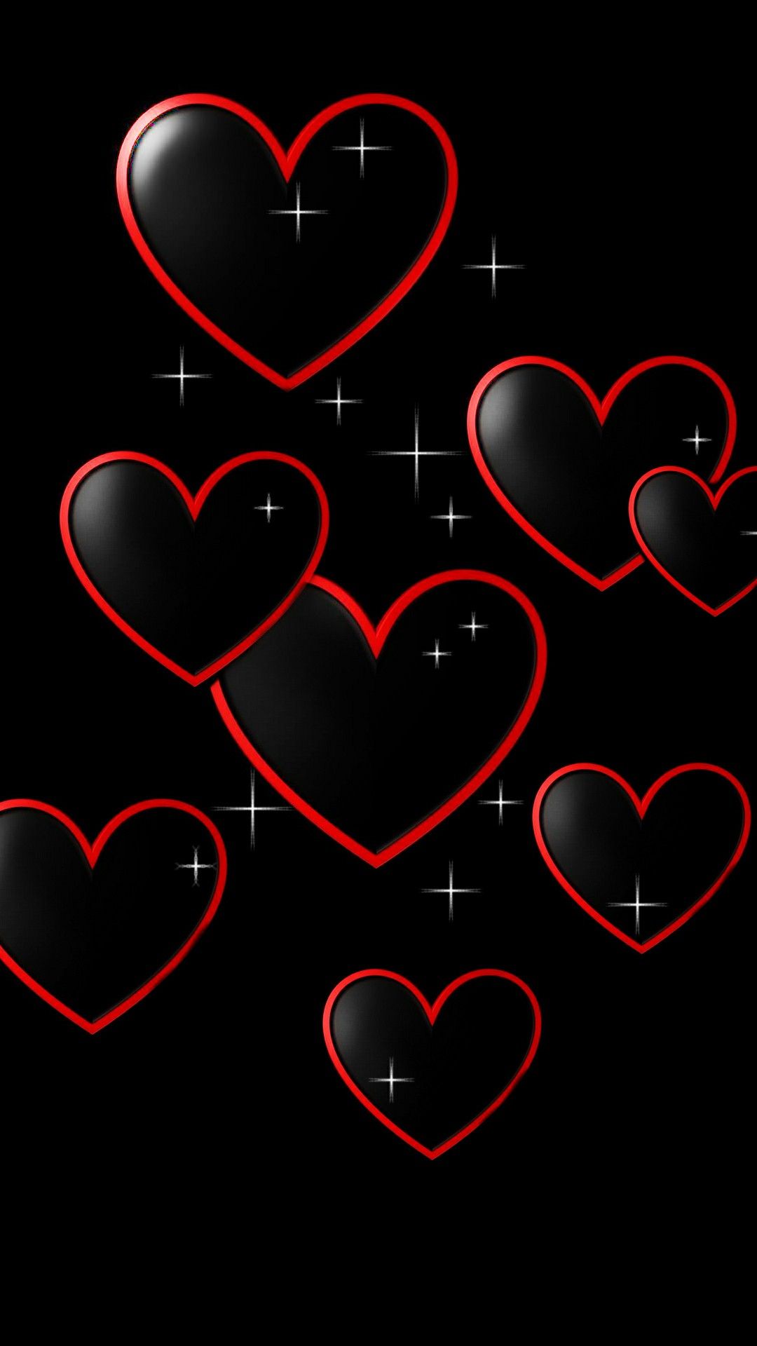 Red W Blk Hearts Heart S Of Love In Wallpaper