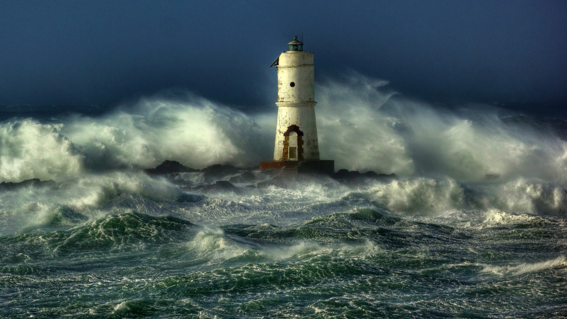 Wallpaper Sea Storm Lighthouse Wave In The