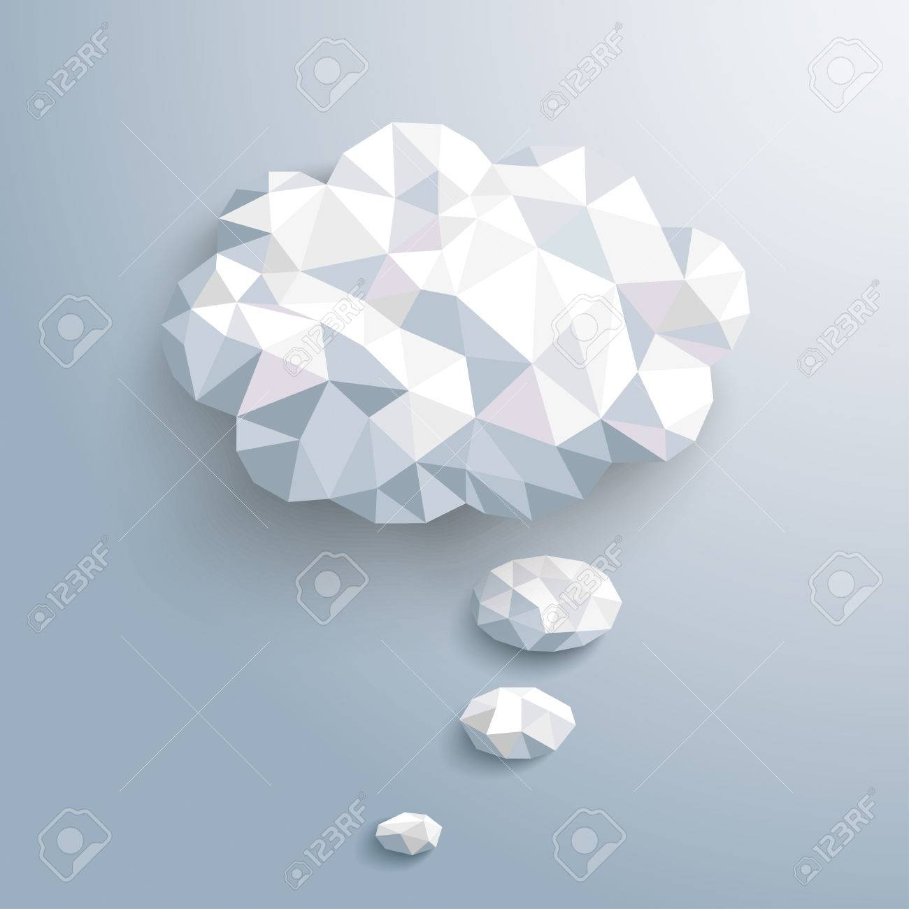 Low Poly Paper Thought Bubble On The Gray Background Eps