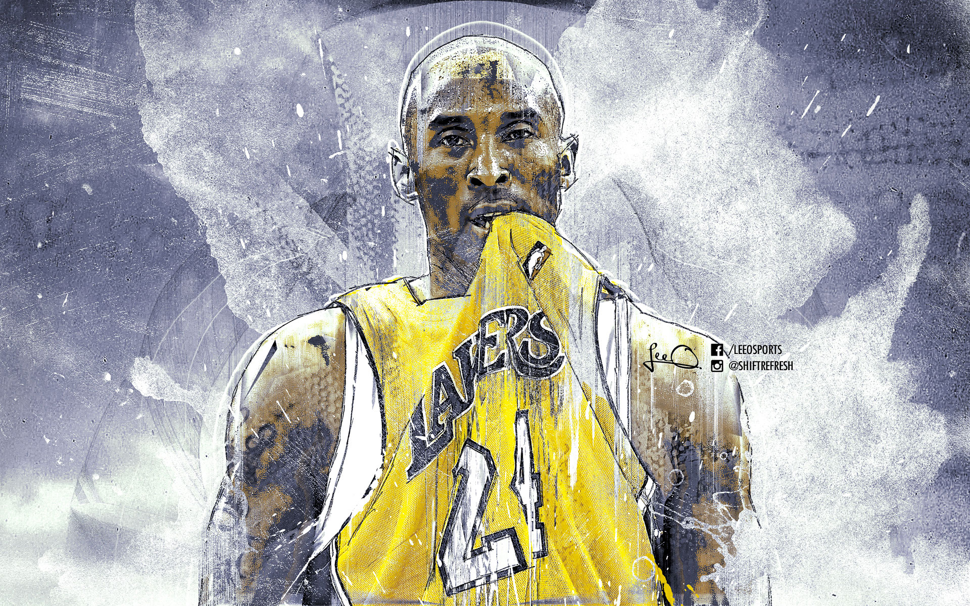 Kobe Bryant Lakers Grunge Brushes Wallpaper