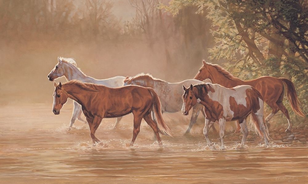 New WILD MOUNTAIN HORSES PREPASTED WALLPAPER MURAL Horse Wall Decor