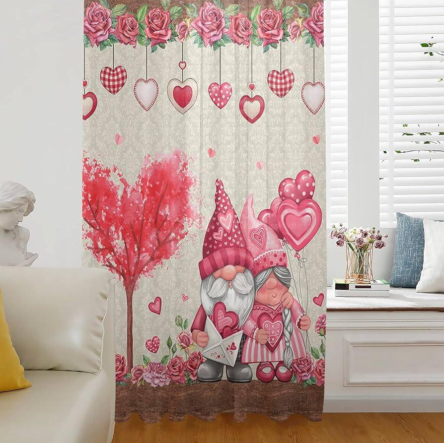 Amazon Leosucre Sheer Curtains Inch Length Valentines Day