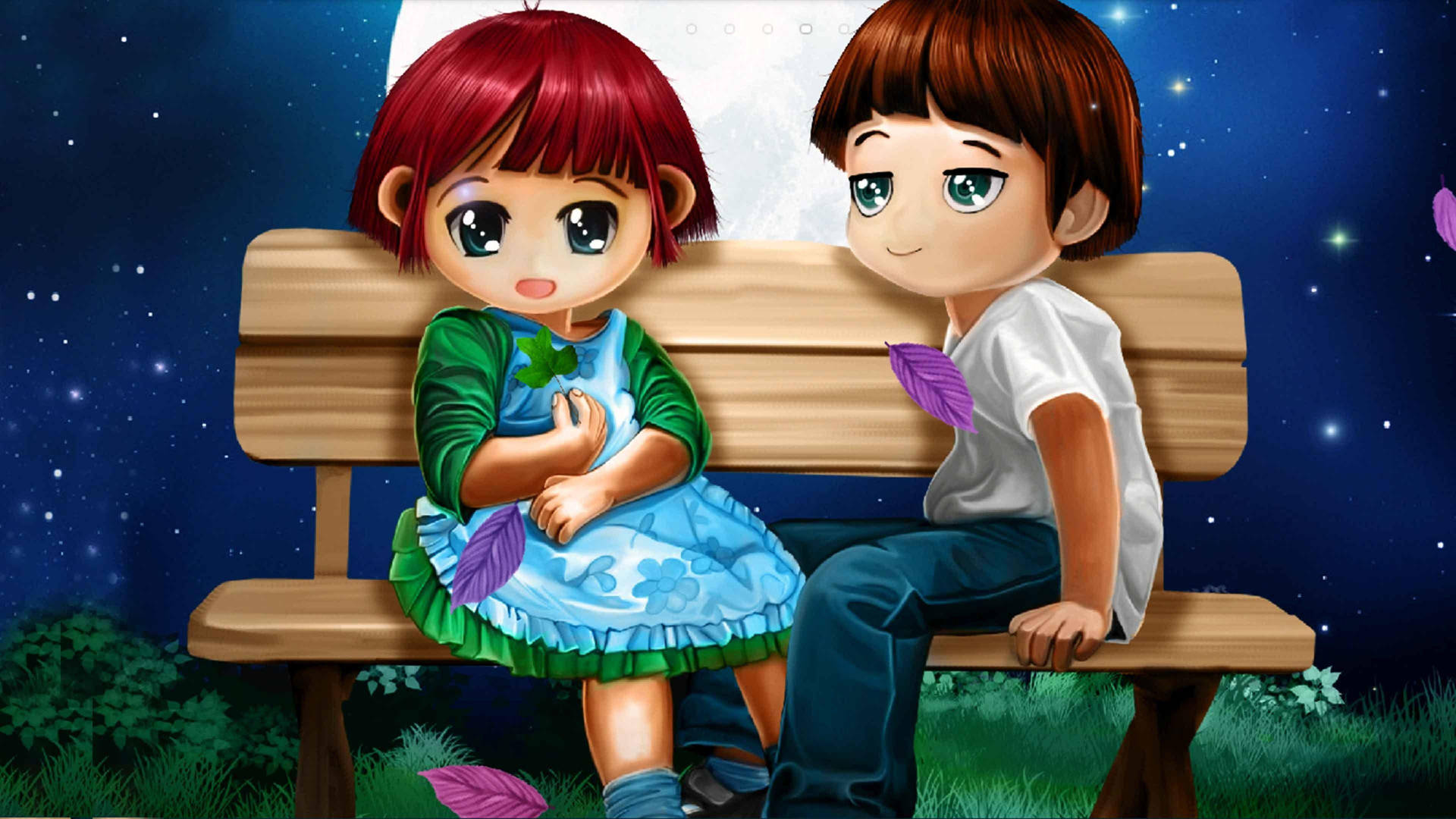 Cute Couple Cartoon Wallpaper