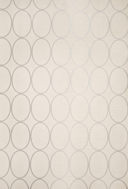 Wallpaper Light Linen wallpaper with geometric oval design in metallic