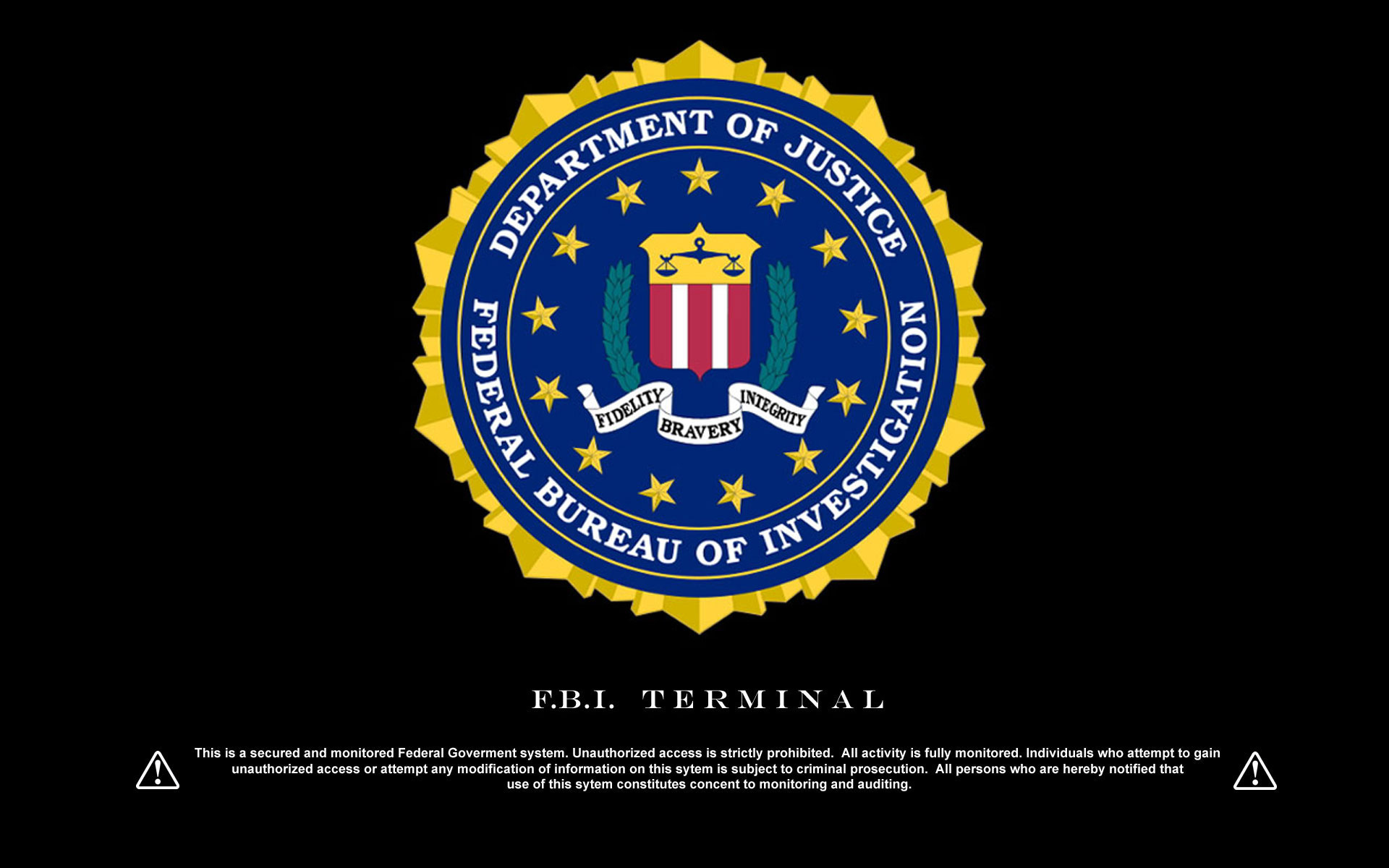 Fbi Logo With Terminal Warning Wallpaper