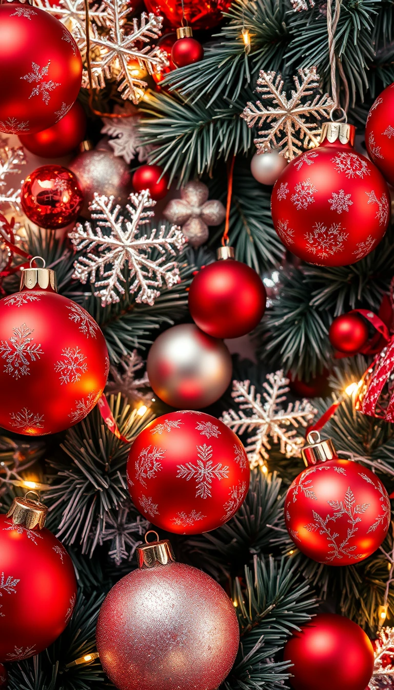Merry Christmas Red And Silver Wallpaper