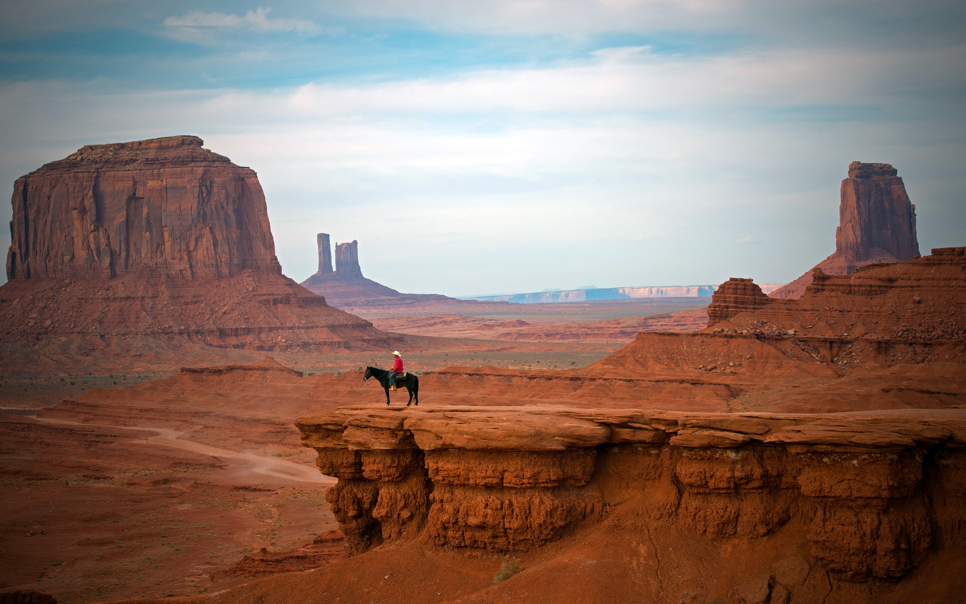 cowboy west hat people places nature landscapes canyon cliffs desert 1920x1200