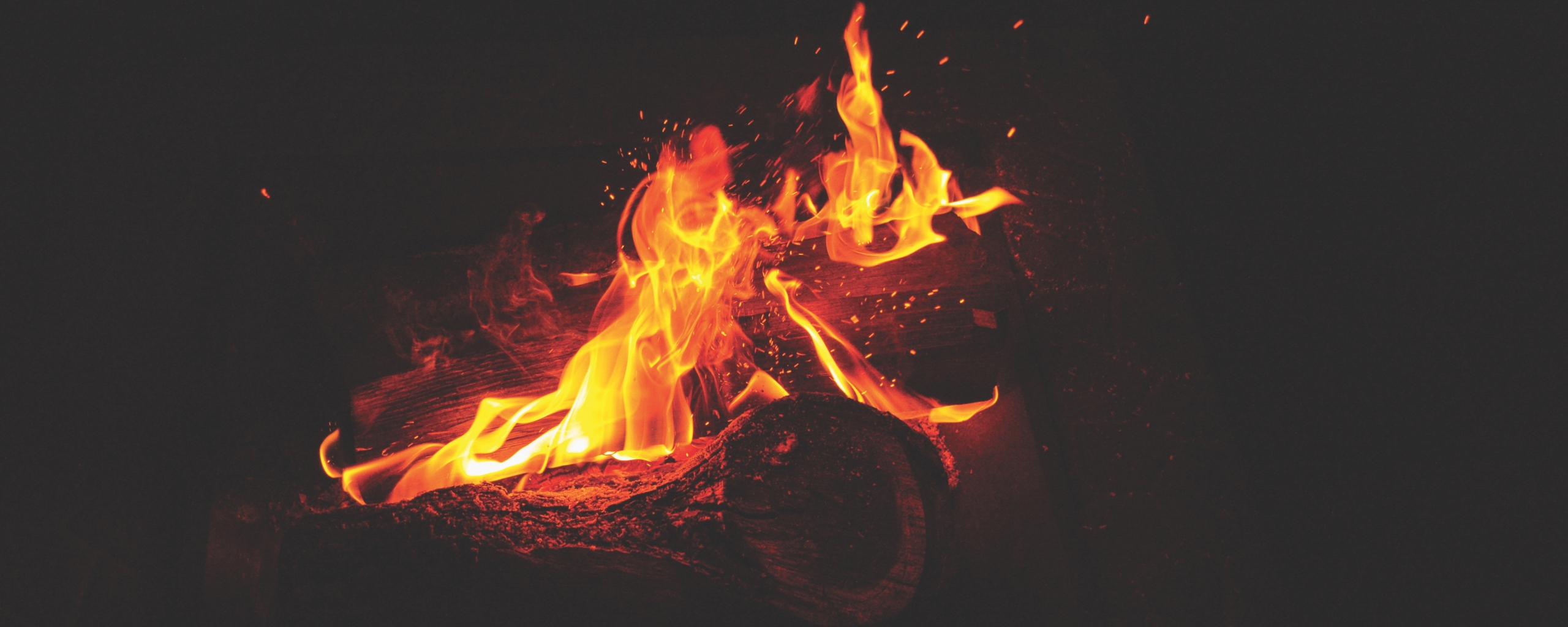 Wallpaper Bonfire Flame Night Dual