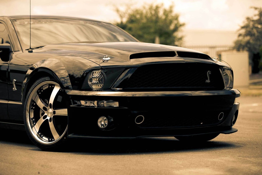 Download wallpaper 800x1200 ford mustang car black front view iphone  4s4 for parallax hd background