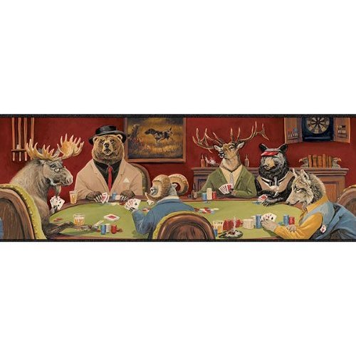 Lodge Poker Game Wallpaper Border Home Kitchen