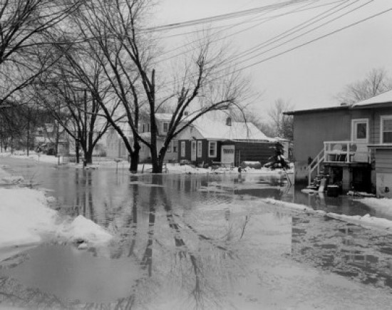 USA New York State Binghamton Flood scene in residential area