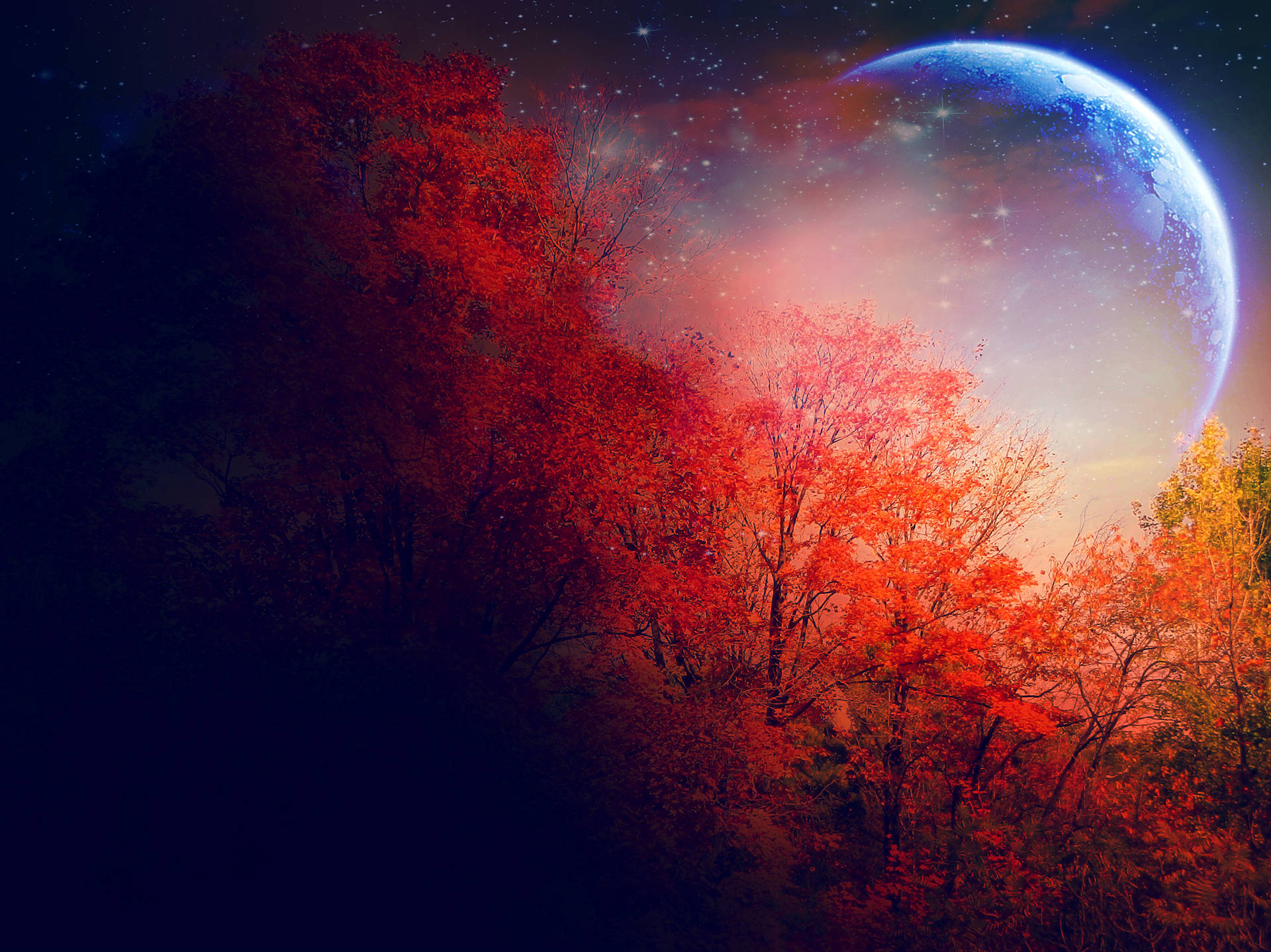 Moon Night Sky Wallpaper