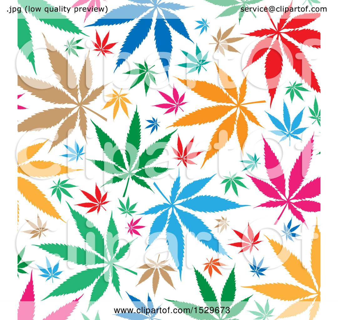 Clipart Of A Colorful Marijuana Pot Leaf Background Royalty
