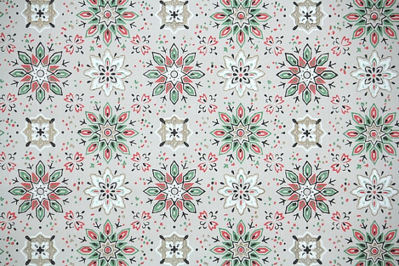S Vintage Wallpaper Red And Green Goemetric Design With White