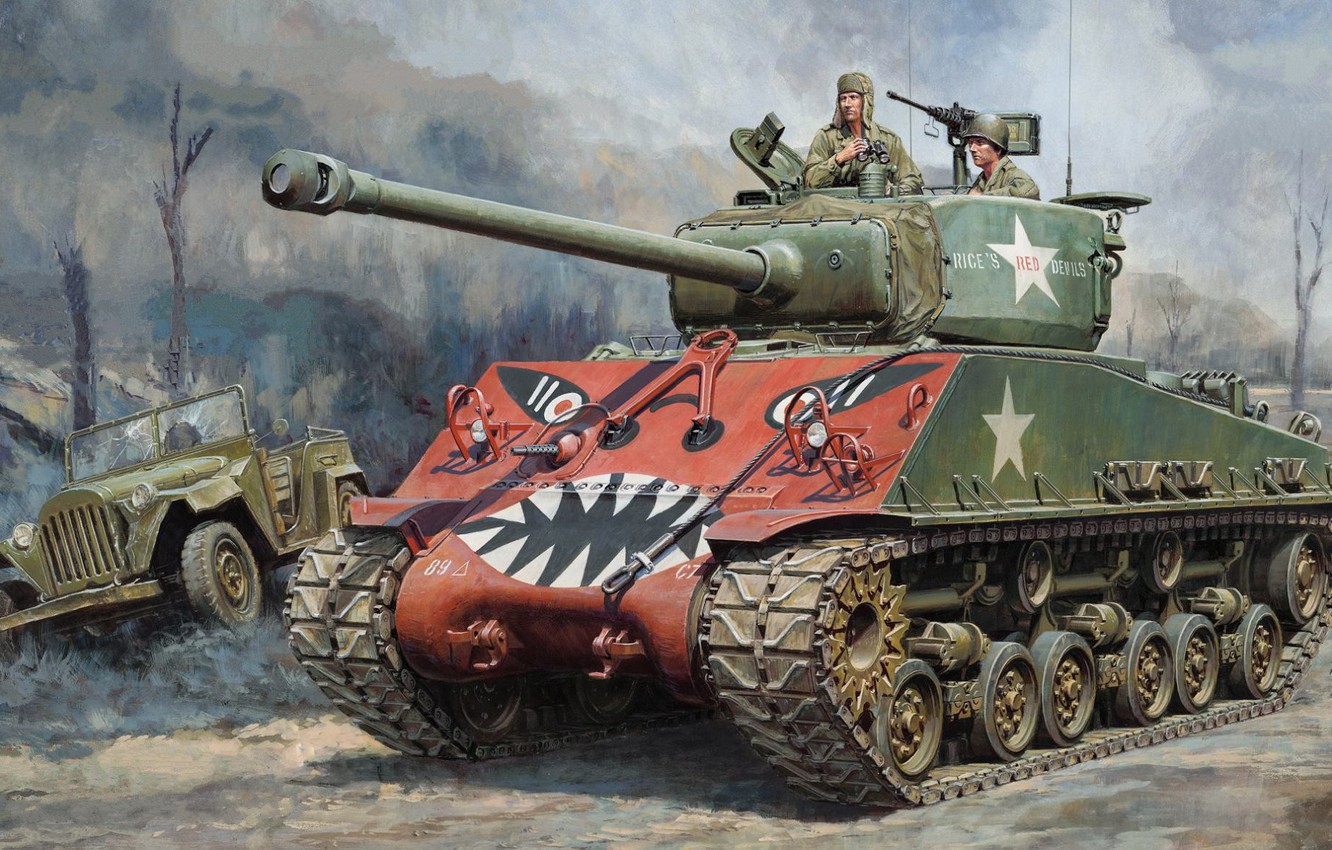 Wallpaper Art Medium Tank Sherman The Korean War M4a3e8