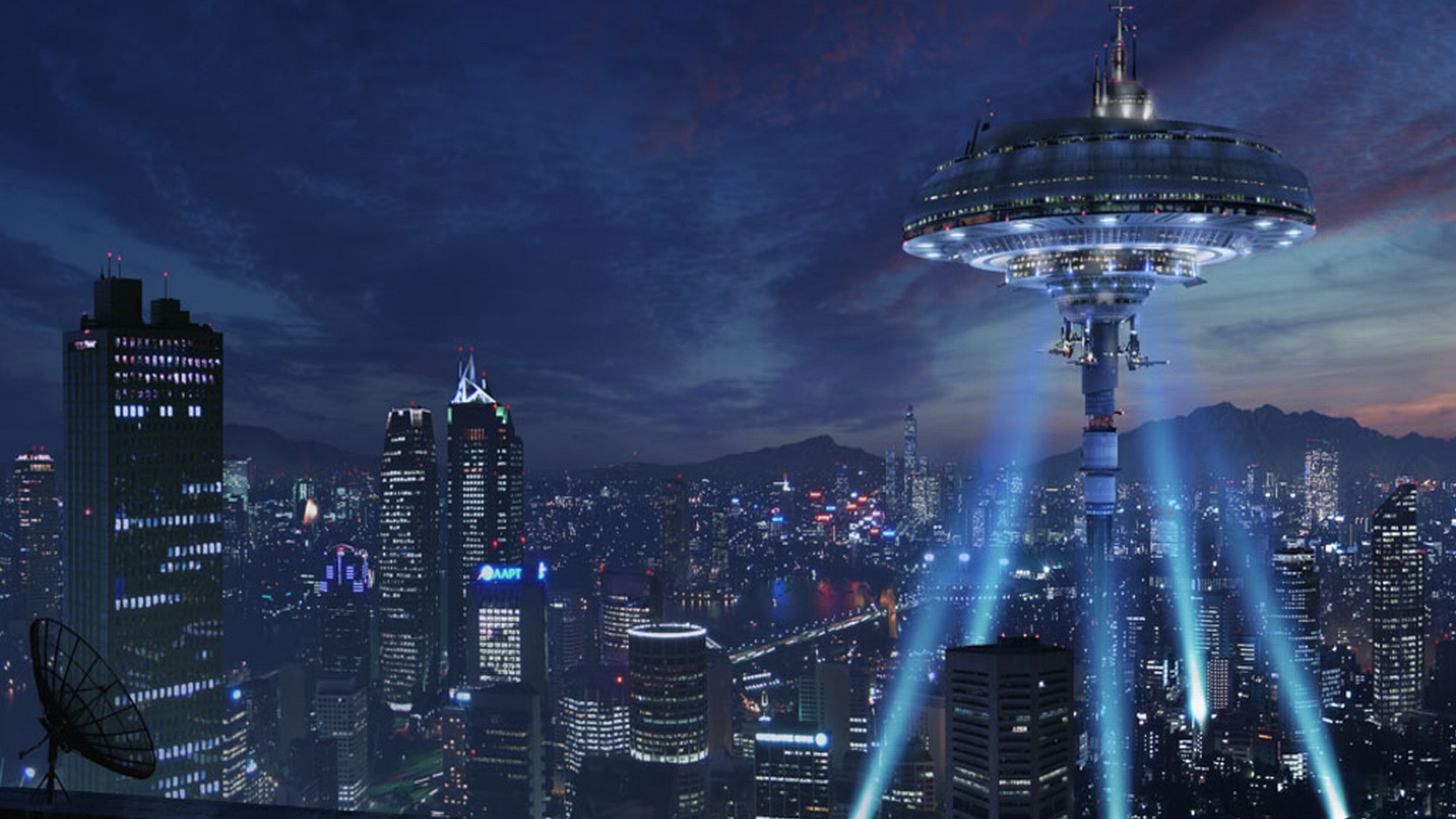 Futuristic Buildings Skyscrapers Science Fiction Wallpaper Background