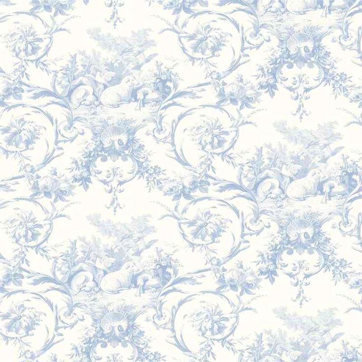 Blue Lamby Toile Wallpaper