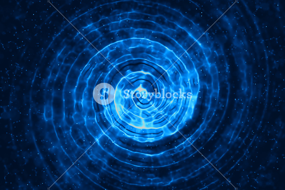 Abstract 3d Rendering Concentric Lines Digital Glitter Sparks Blue