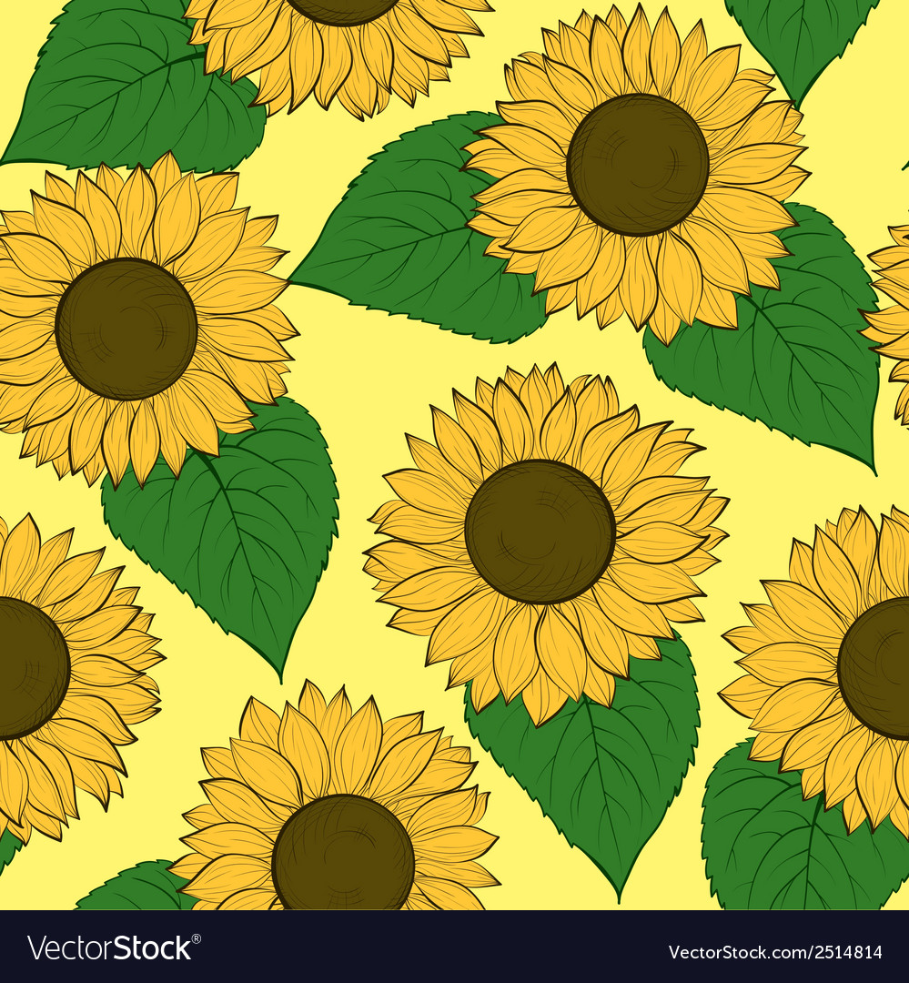 Seamless Background With Sunflowers Royalty Vector