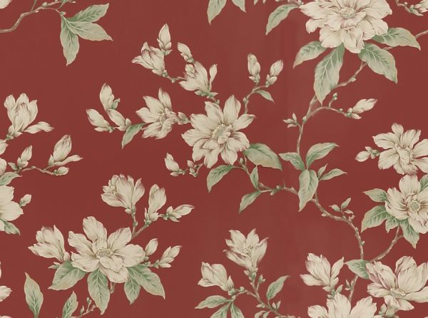 Sweet Magnolia Scarlet Waverly Fabrics Wallpaper