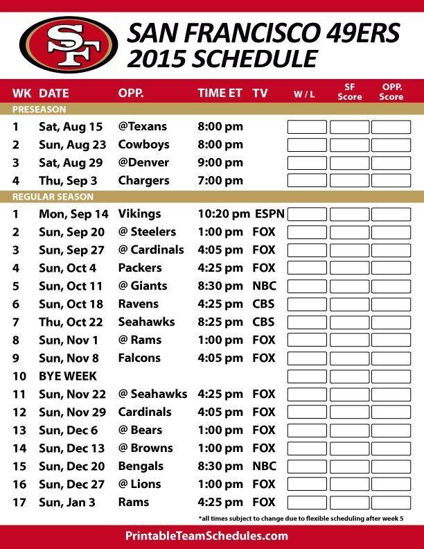 49ers Schedule Wallpaper