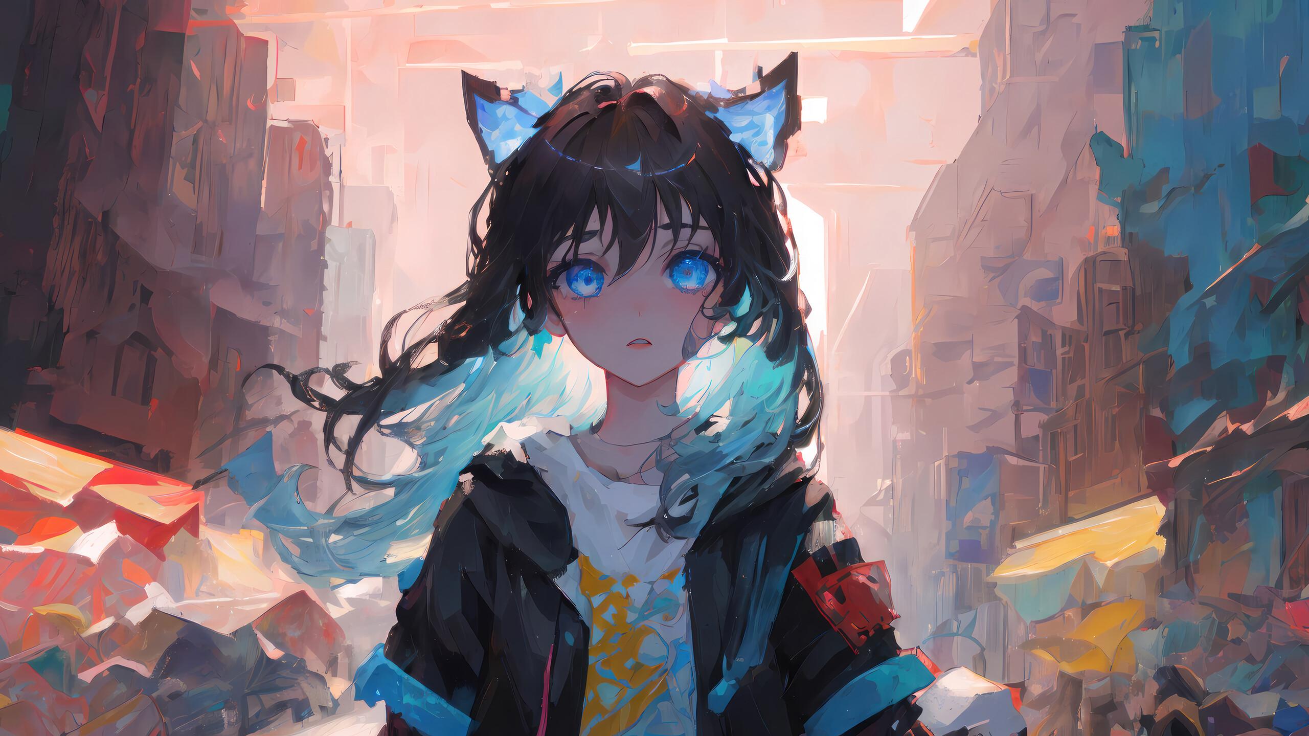 Anime Cat Girl Art 4K Wallpaper iPhone HD Phone 7261l