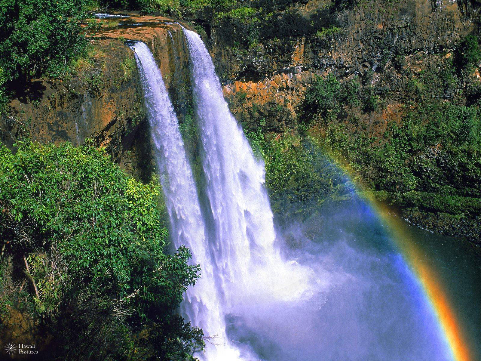 Waterfall And Rainbow Wallpaper Desktop Background